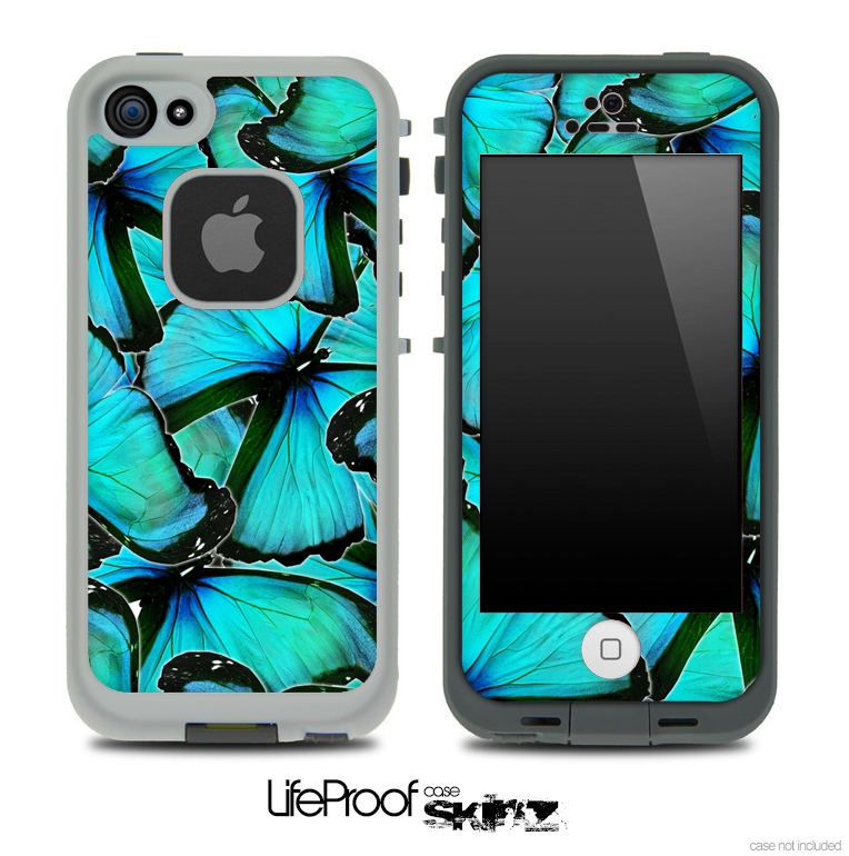 Turquoise Butterfly Bundle V2 Skin for the iPhone 5 or 4/4s LifeProof Case