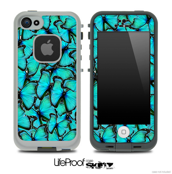 Turquoise Butterfly Bundle V1 Skin for the iPhone 5 or 4/4s LifeProof Case