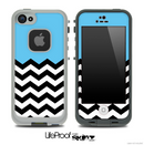 Blue Black and White Chevron Pattern V3 Skin for the iPhone 5 or 4/4s LifeProof Case