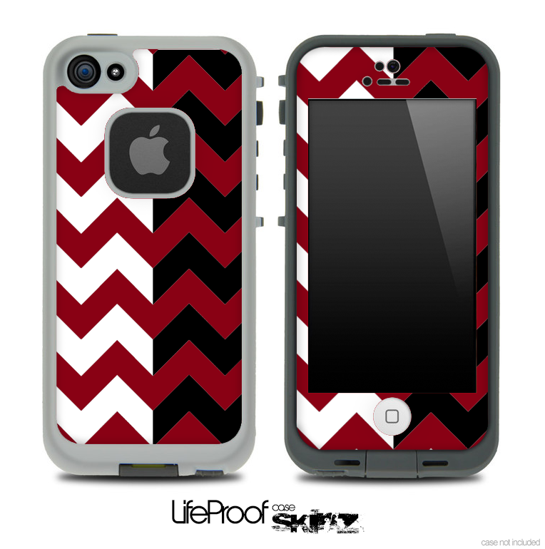 Two Toned Chevron Pattern Dark Red Skin for the iPhone 5 or 4/4s LifeProof Case