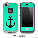Trendy Green/Black with Black Anchor Skin for the iPhone 5 or 4/4s LifeProof Case