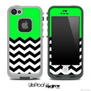 Lime Green Black and White Chevron Pattern V3 Skin for the iPhone 5 or 4/4s LifeProof Case