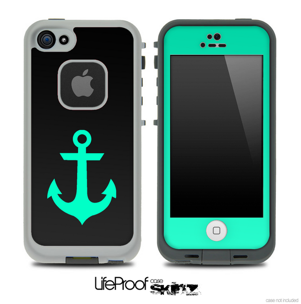 Trendy Green/Black with Anchor Skin for the iPhone 5 or 4/4s LifeProof Case