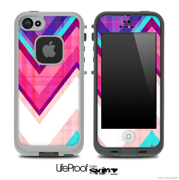 Pink & Blue Vintage V2 Chevron Skin for the iPhone 5 or 4/4s LifeProof Case