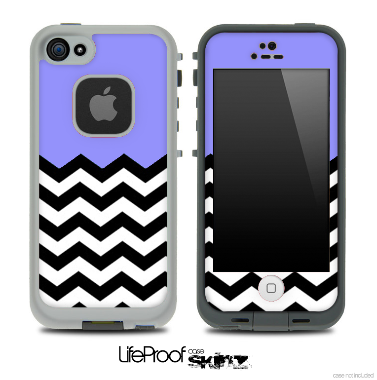 Purple Black and White Chevron Pattern V3 Skin for the iPhone 5 or 4/4s LifeProof Case
