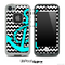 Black/White Chevron and Turquoise Anchor Skin for the iPhone 5 or 4/4s LifeProof Case