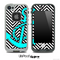 White/Black V2 Colored Chevron and Turquoise Anchor Skin for the iPhone 5 or 4/4s LifeProof Case