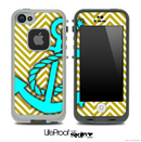 Gold/White V2 Colored Chevron and Turquoise Anchor Skin for the iPhone 5 or 4/4s LifeProof Case