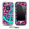 Hot Pink Cheetah Animal Print and Turquoise Anchor Skin for the iPhone 5 or 4/4s LifeProof Case