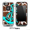 Real Giraffe Animal Print and Turquoise Anchor Skin for the iPhone 5 or 4/4s LifeProof Case