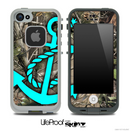 Real Camouflage and Turquoise Anchor Skin for the iPhone 5 or 4/4s LifeProof Case