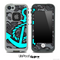 Black Lace and Turquoise Anchor Skin for the iPhone 5 or 4/4s LifeProof Case