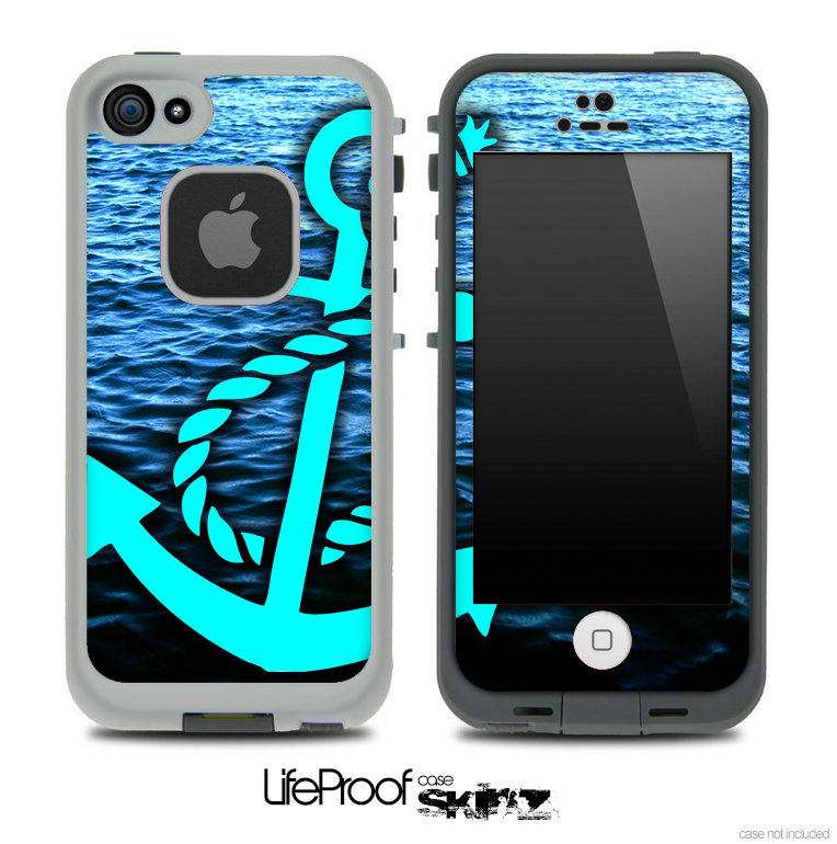 Rough Sea and Turquoise Anchor Skin for the iPhone 5 or 4/4s LifeProof Case
