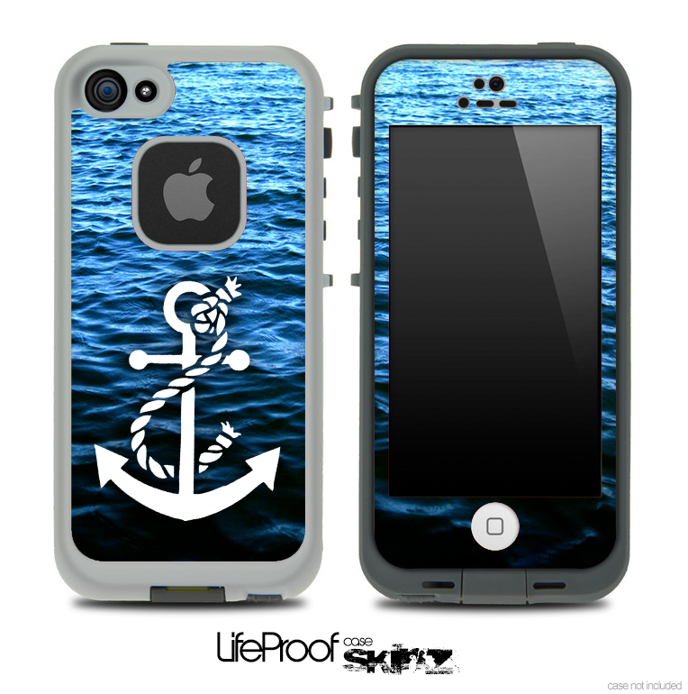 Rough Water and White Anchor V3 Skin for the iPhone 5 or 4/4s LifeProof Case