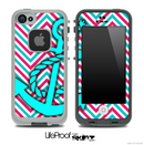 Pink/Blue Colored Chevron and Turquoise Anchor Skin for the iPhone 5 or 4/4s LifeProof Case
