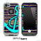 Vintage Dark Colored Chevron and Turquoise Anchor Skin for the iPhone 5 or 4/4s LifeProof Case