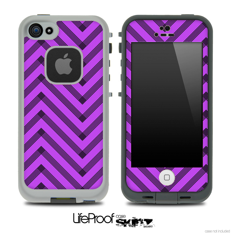 Sketchy Chevron Pattern Black and Hot Purple Skin for the iPhone 5 or 4/4s LifeProof Case
