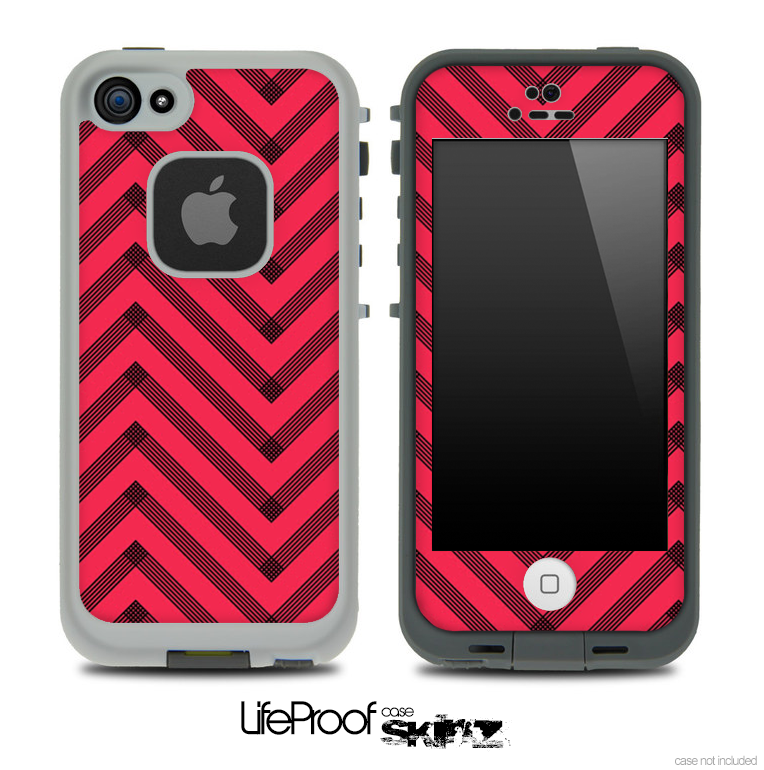 Sketchy Chevron Pattern Black and Red Skin for the iPhone 5 or 4/4s LifeProof Case