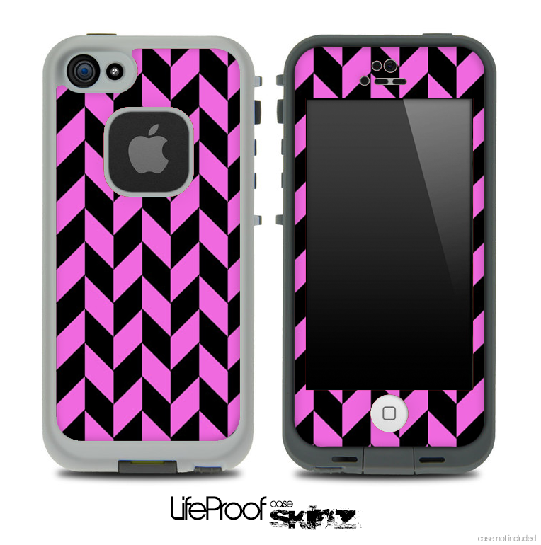V5 Chevron Pattern Black and Hot Pink Skin for the iPhone 5 or 4/4s LifeProof Case