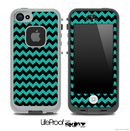 V4 Chevron Pattern Black and Aqua Green Skin for the iPhone 5 or 4/4s LifeProof Case