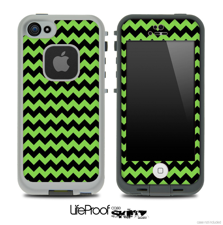 V4 Chevron Pattern Black and Green Skin for the iPhone 5 or 4/4s LifeProof Case