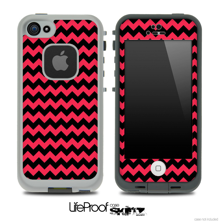 V4 Chevron Pattern Black and Red Skin for the iPhone 5 or 4/4s LifeProof Case