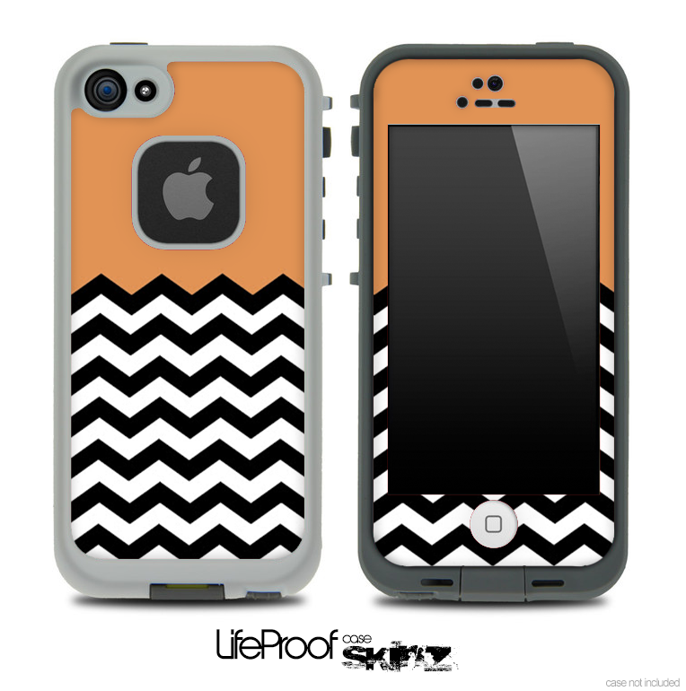 Solid Color Coral and Chevron Pattern Skin for the iPhone 5 or 4/4s LifeProof Case