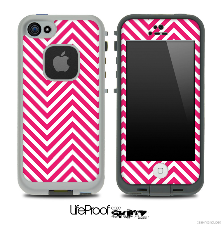 V3 Chevron Pattern Pink and White Skin for the iPhone 5 or 4/4s LifeProof Case