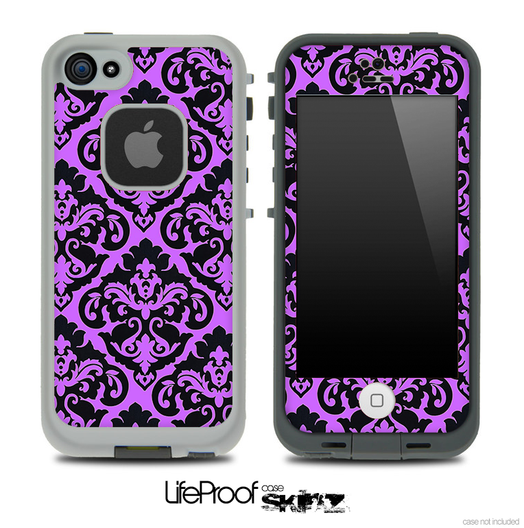 Delicate Pattern Black and Purple Skin for the iPhone 5 or 4/4s LifeProof Case