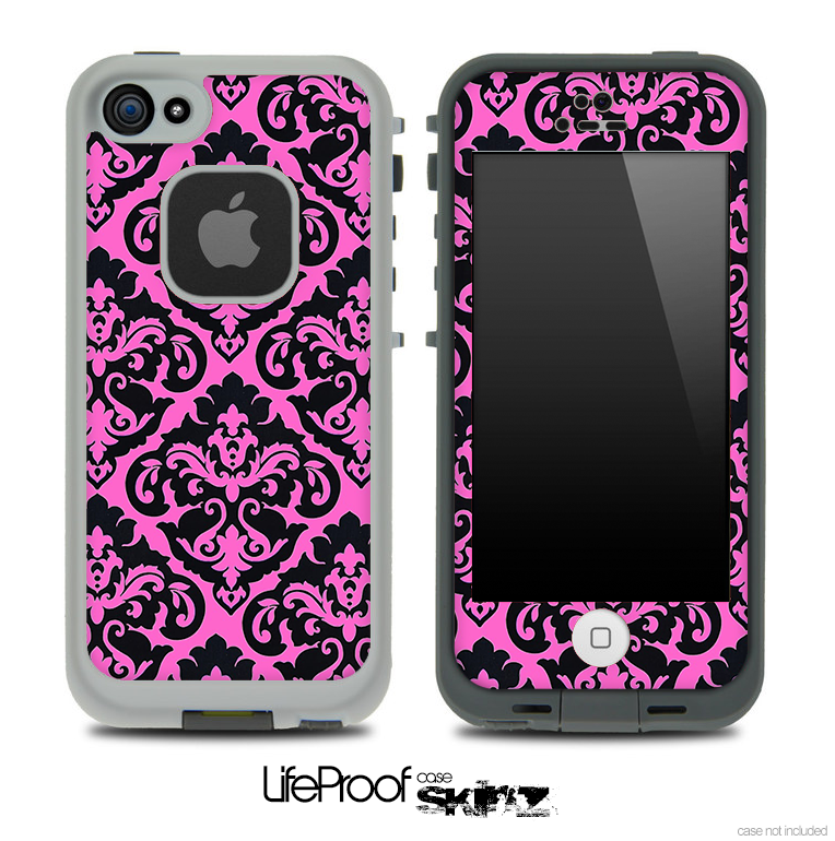 Delicate Pattern Black and Pink Skin for the iPhone 5 or 4/4s LifeProof Case