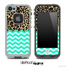 Mixed Cheetah and Trendy Green Chevron Pattern Skin for the iPhone 5 or 4/4s LifeProof Case