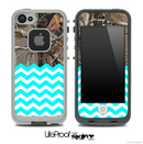 Mixed Real Camouflage and Turquoise Chevron Pattern Skin for the iPhone 5 or 4/4s LifeProof Case