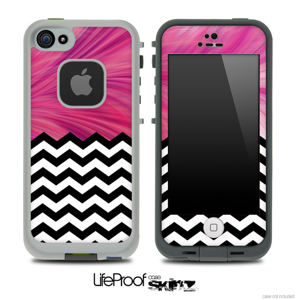 Mixed Flowing Pink and Chevron Pattern Skin for the iPhone 5 or 4/4s LifeProof Case