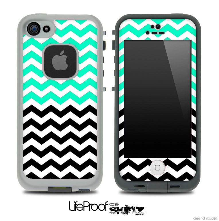 Trendy Green and Black Chevron Pattern Skin for the iPhone 5 or 4/4s LifeProof Case