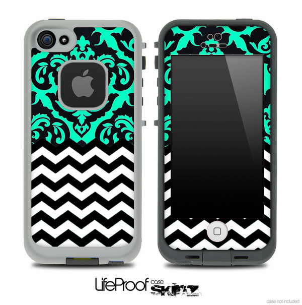Mirrored Trendy Green Chevron Pattern Skin for the iPhone 5 or 4/4s LifeProof Case