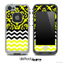 Mirrored Lace Yellow Chevron Pattern Skin for the iPhone 5 or 4/4s LifeProof Case
