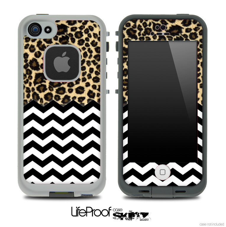 Mixed Cheetah V1 and Chevron Pattern Skin for the iPhone 5 or 4/4s LifeProof Case