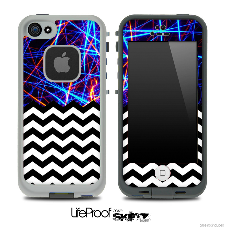 Mixed Neon Strobe Light and Chevron Pattern Skin for the iPhone 5 or 4/4s LifeProof Case