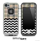 Mixed Tan Plaid and Chevron Pattern Skin for the iPhone 5 or 4/4s LifeProof Case
