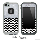 Mixed Silver Sparkle Print and Chevron Pattern Skin for the iPhone 5 or 4/4s LifeProof Case