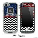 Mixed Grungy American Flag and Chevron Pattern Skin for the iPhone 5 or 4/4s LifeProof Case