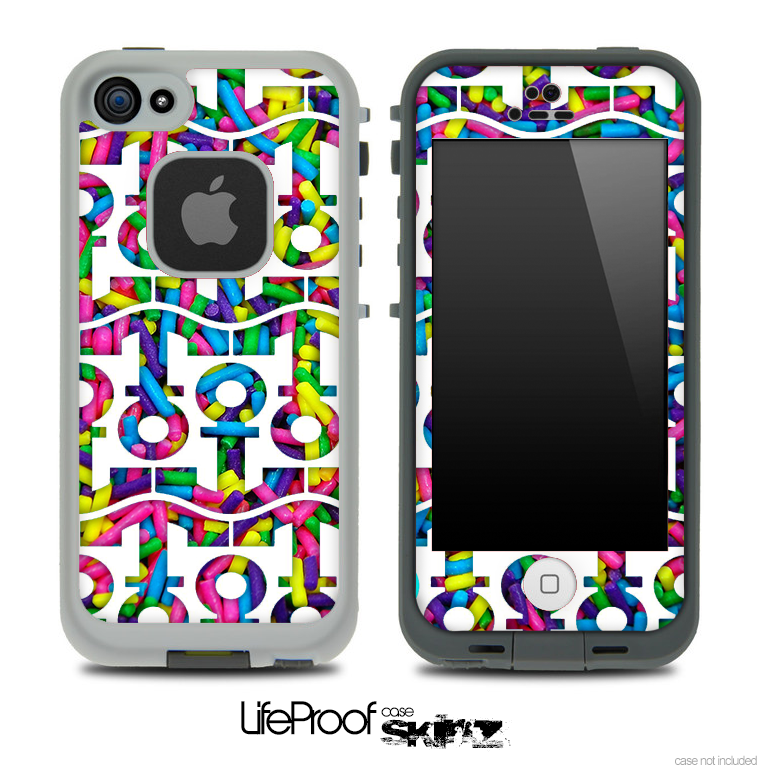 White and Neon Sprinkles Anchor Collage Skin for the iPhone 5 or 4/4s LifeProof Case