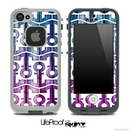 White and Pink and Blue Wood Anchor Collage Skin for the iPhone 5 or 4/4s LifeProof Case