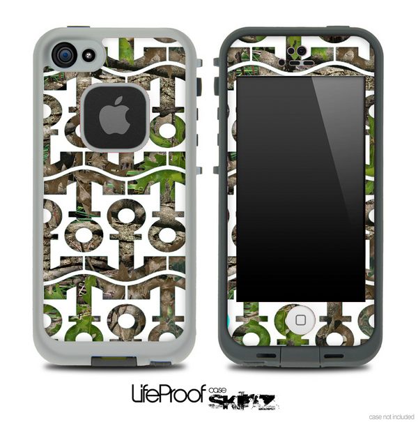 White and Real Camouflage Anchor Collage Skin for the iPhone 5 or 4/4s LifeProof Case