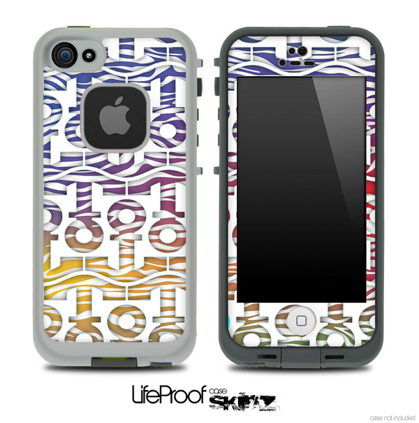 White and Colorful Zebra Anchor Collage Skin for the iPhone 5 or 4/4s LifeProof Case