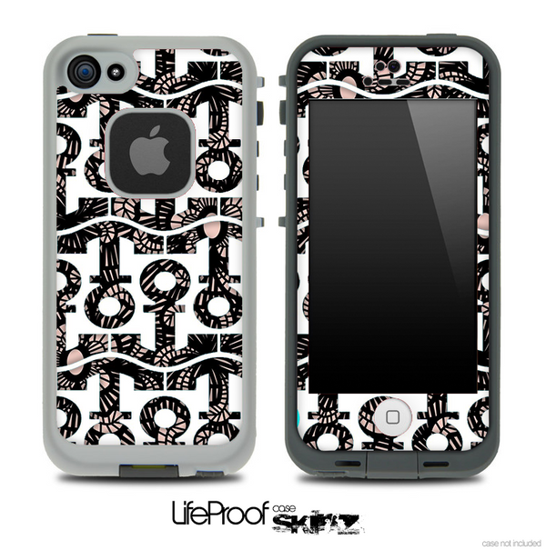 White and Black Laced V1 Anchor Collage Skin for the iPhone 5 or 4/4s LifeProof Case