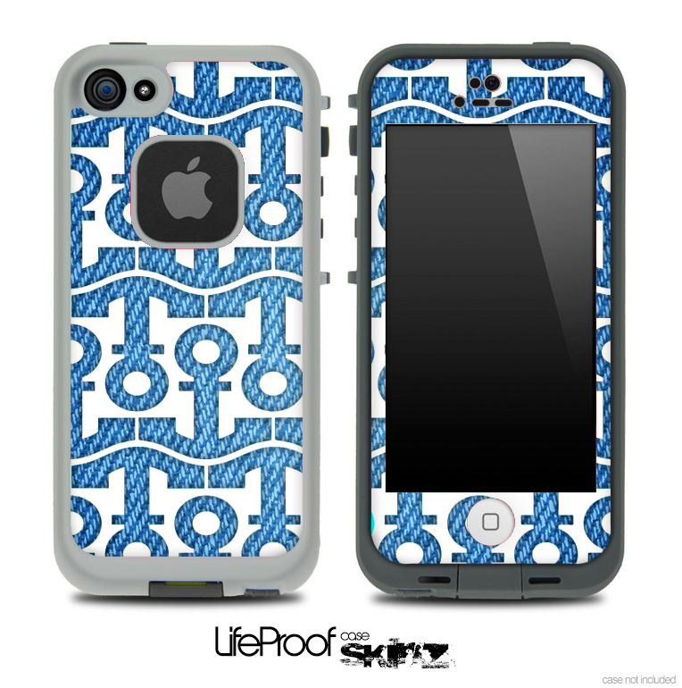 White and Blue Jeans Anchor Collage Skin for the iPhone 5 or 4/4s LifeProof Case