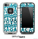 White and Trendy Turquoise Glimmer Anchor Collage Skin for the iPhone 5 or 4/4s LifeProof Case