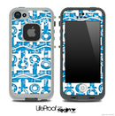 White and Blue Nautica Anchor Collage Skin for the iPhone 5 or 4/4s LifeProof Case
