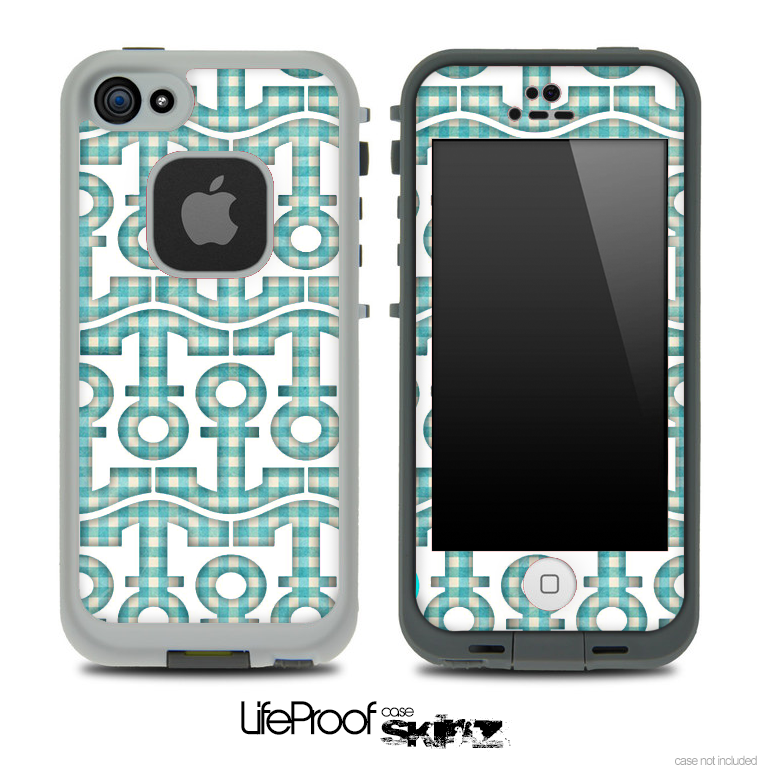 White and Green Plaid Anchor Collage Skin for the iPhone 5 or 4/4s LifeProof Case